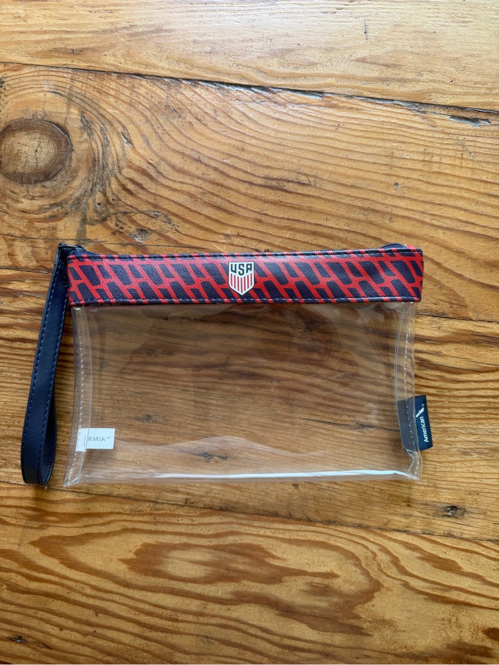 USA Clear Travel Pouch with Red and Navy Trim